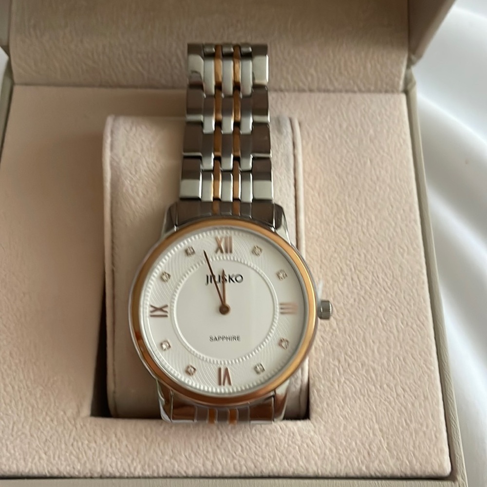 Jiusko silver and rose gold watch
